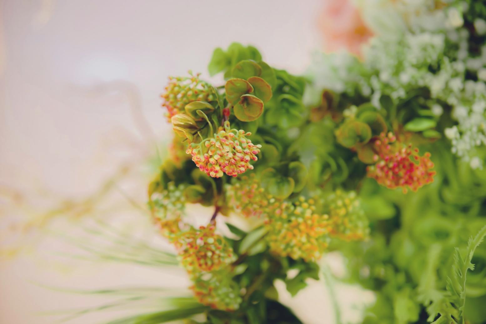 Collaborative floral design workspace showing seasonal arrangements